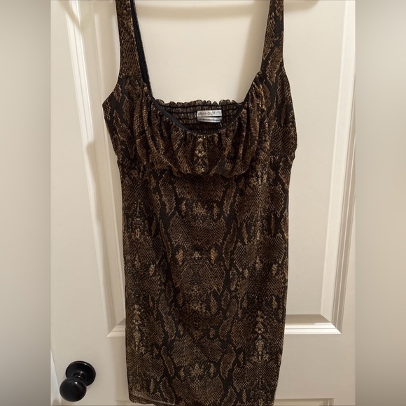 Urban Outfitters UO Anya Mesh Mini Dress in Snake Skin Print Size Large - Picture 2 of 5
